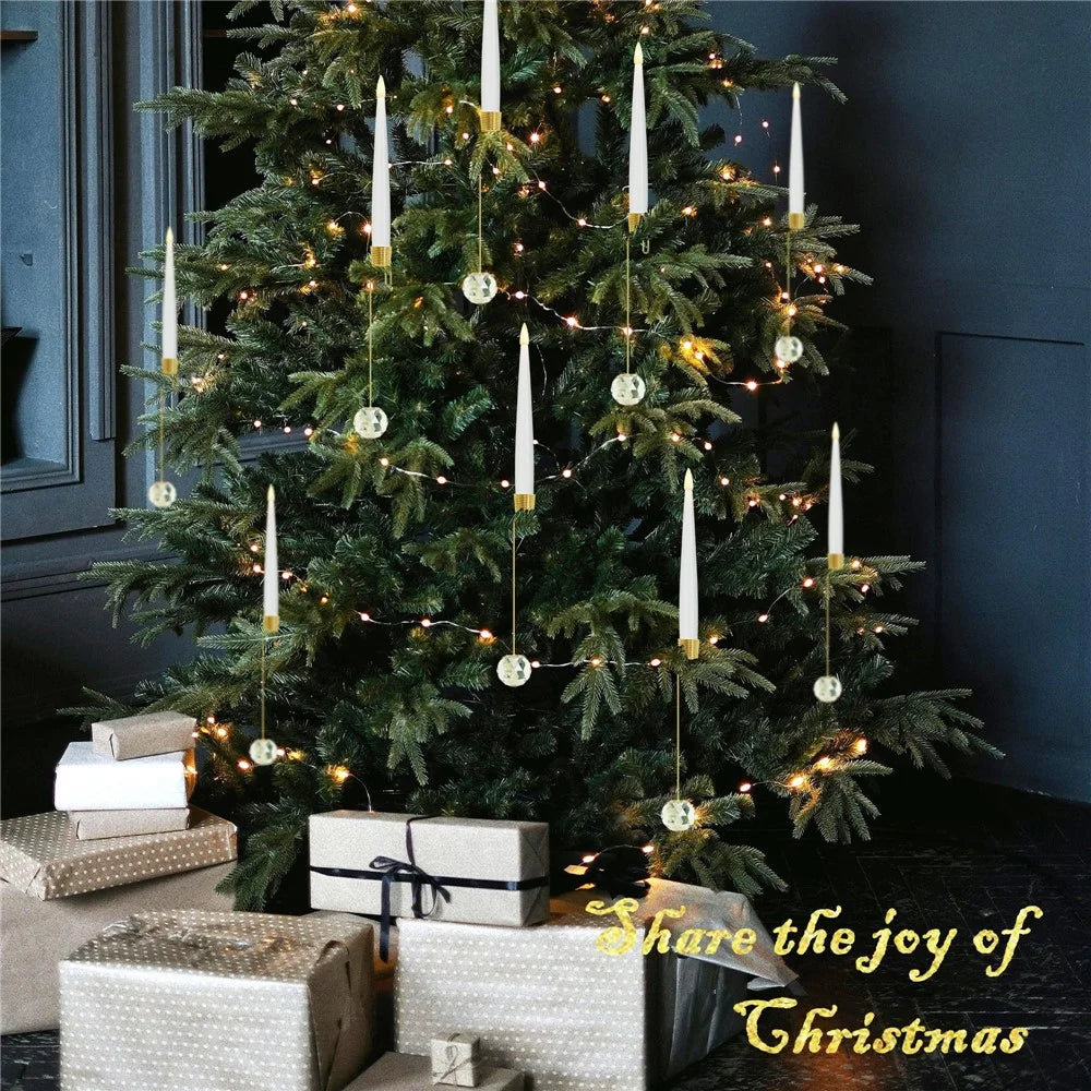 12Pcs LED Taper Candle Light Christmas Tree Ornaments Festival Decoration with Remote Control - Crystal Ball - 4