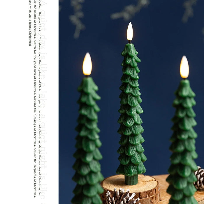 6Pcs Christmas Tree Shaped LED Candles with Remote Control  /  Flameless Decorative Lights Holiday Atmosphere Props - Snowflakes / Red Fruits - 5