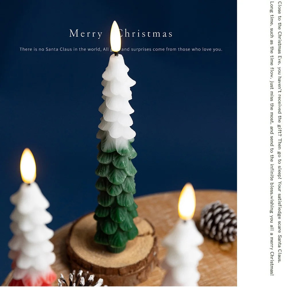 4Pcs Christmas Tree Shaped LED Candles with Remote Control Flameless Decorative Lights for Table Restaurant Hotel Decor - Gradient Red Green - 4