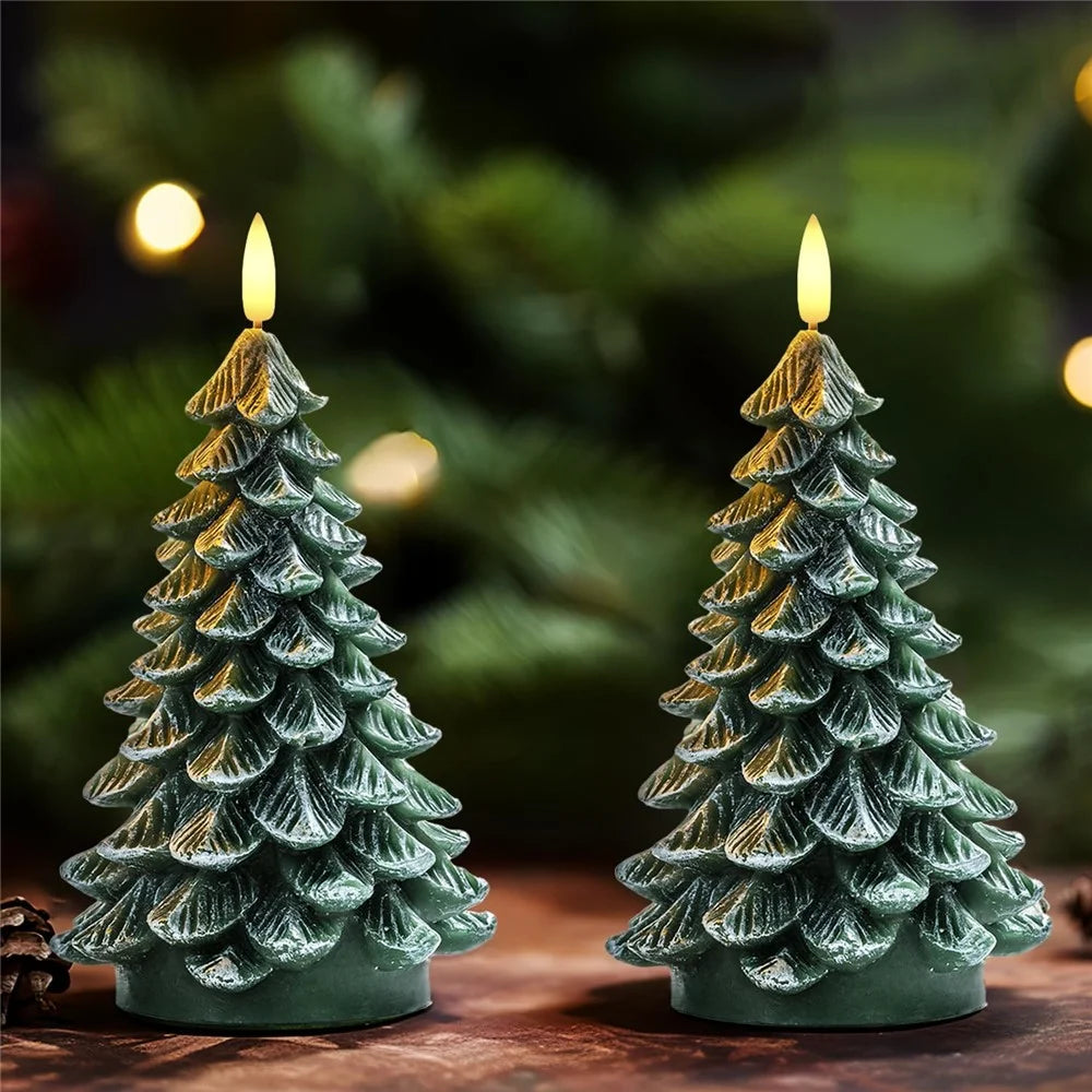 Christmas Tree Shaped LED Candle Light Frosted Wax Atmosphere Lamp Decorative Ornament for Holiday / Home / Restaurant - 2