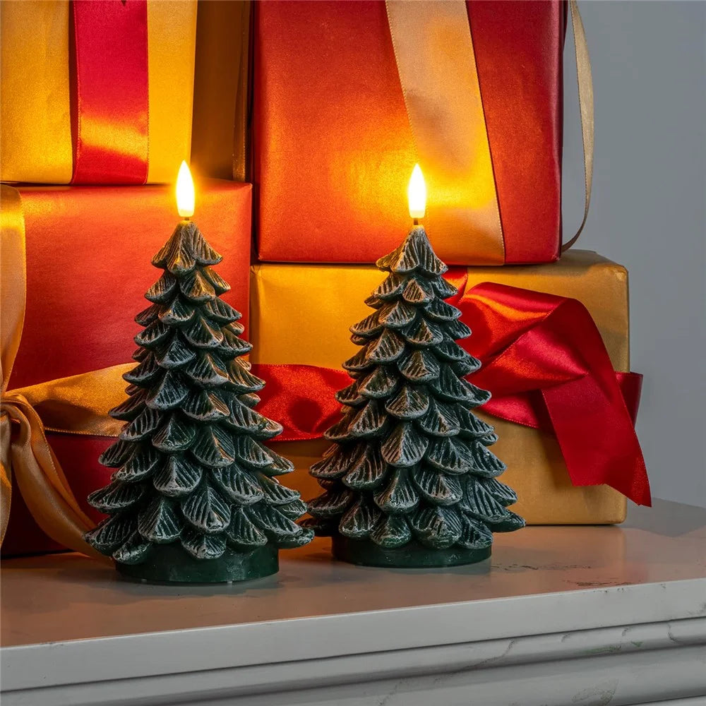 Christmas Tree Shaped LED Candle Light Frosted Wax Atmosphere Lamp Decorative Ornament for Holiday / Home / Restaurant - 3