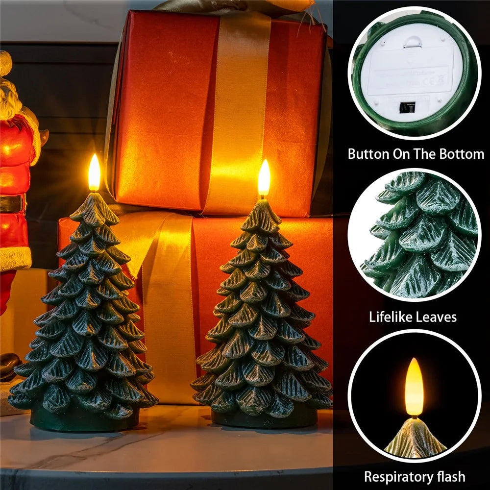 Christmas Tree Shaped LED Candle Light Frosted Wax Atmosphere Lamp Decorative Ornament for Holiday / Home / Restaurant - 5