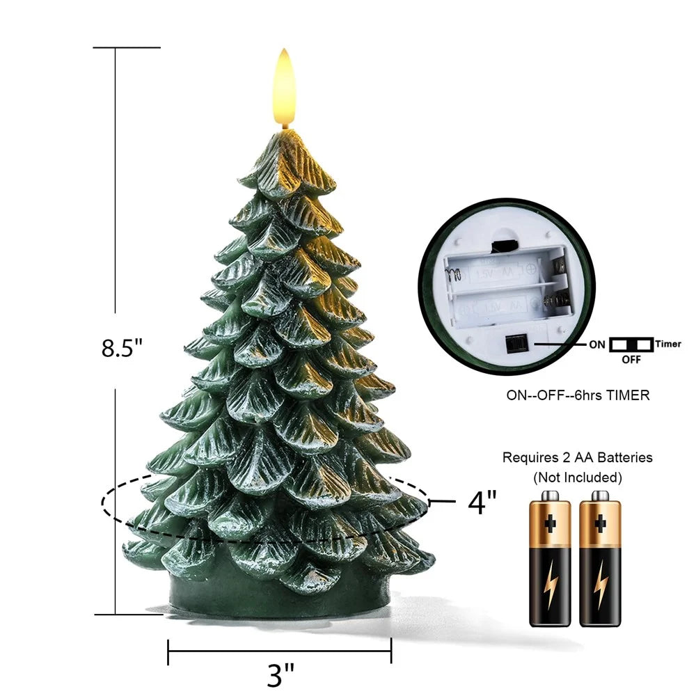 Christmas Tree Shaped LED Candle Light Frosted Wax Atmosphere Lamp Decorative Ornament for Holiday / Home / Restaurant - 6