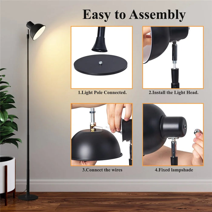 EFL001-P EU Plug Extendable Eye Protection Desk Light 3 Color Temperatures Dimmable Floor Lamp, Black - 7