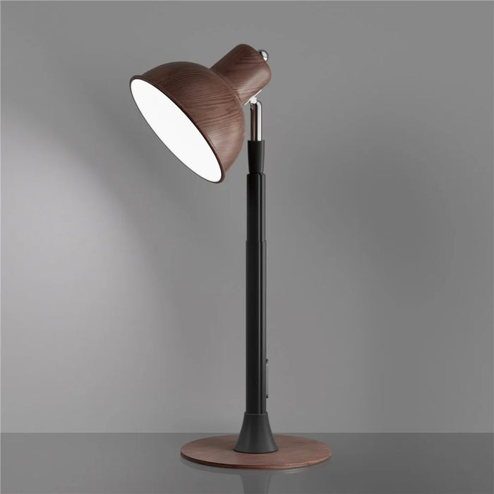 EFL001-P Extendable Iron Art Desk Lamp Study Reading Guest Room Eye Protection Water Transfer Print Light, EU Plug - Walnut Color - 2