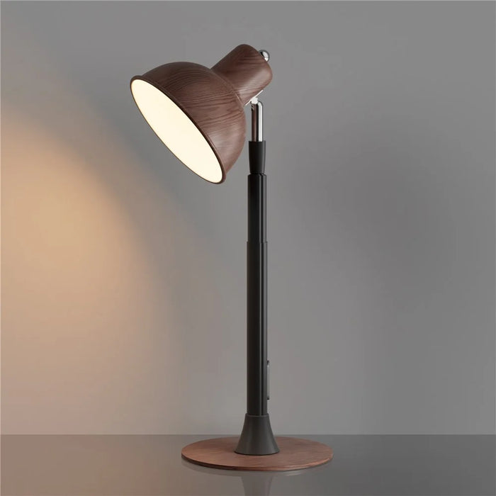 EFL001-P Extendable Iron Art Desk Lamp Study Reading Guest Room Eye Protection Water Transfer Print Light, EU Plug - Walnut Color - 3