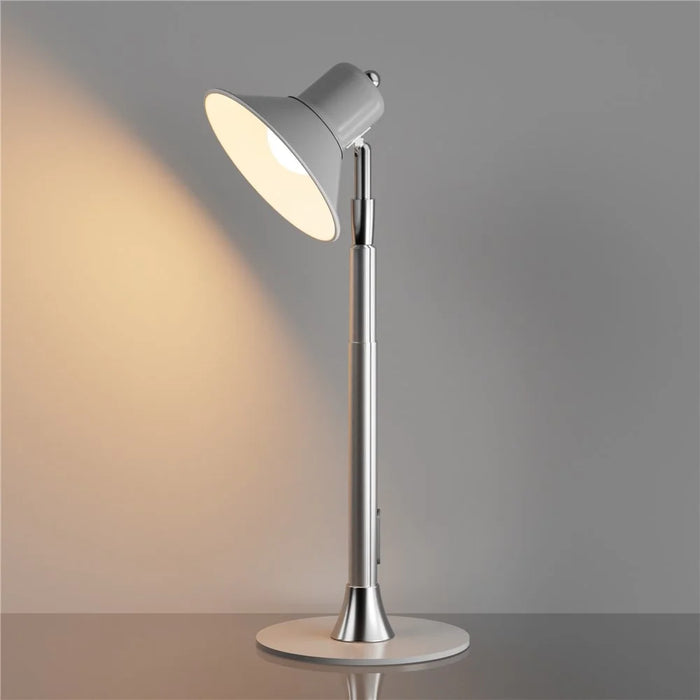 EFL002-P Extendable Iron Art Desk Lamp Study Reading Guest Room Eye Protection Table Light, EU Plug - Silver - 5
