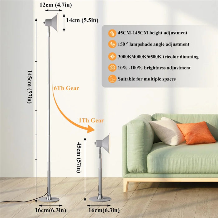 EFL002-P Extendable Iron Art Desk Lamp Study Reading Guest Room Eye Protection Table Light, EU Plug - Silver - 6