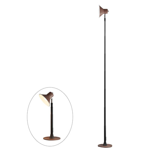 EFL002-P EU Plug Water Transfer Printing Extendable Eye Protection Desk Light 3 Color Temperatures Dimmable Floor Lamp - Walnut Color - 1