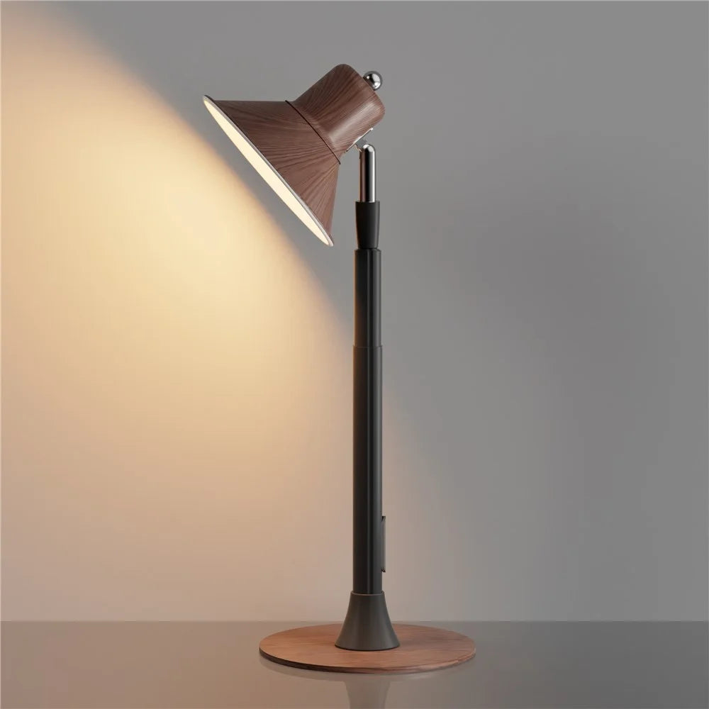 EFL002-P EU Plug Water Transfer Printing Extendable Eye Protection Desk Light 3 Color Temperatures Dimmable Floor Lamp - Walnut Color - 6