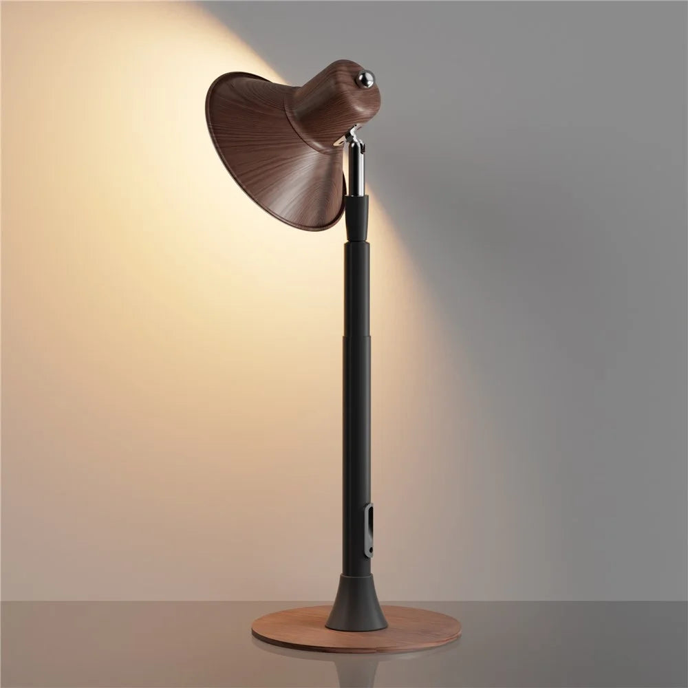 EFL002-P EU Plug Water Transfer Printing Extendable Eye Protection Desk Light 3 Color Temperatures Dimmable Floor Lamp - Walnut Color - 7