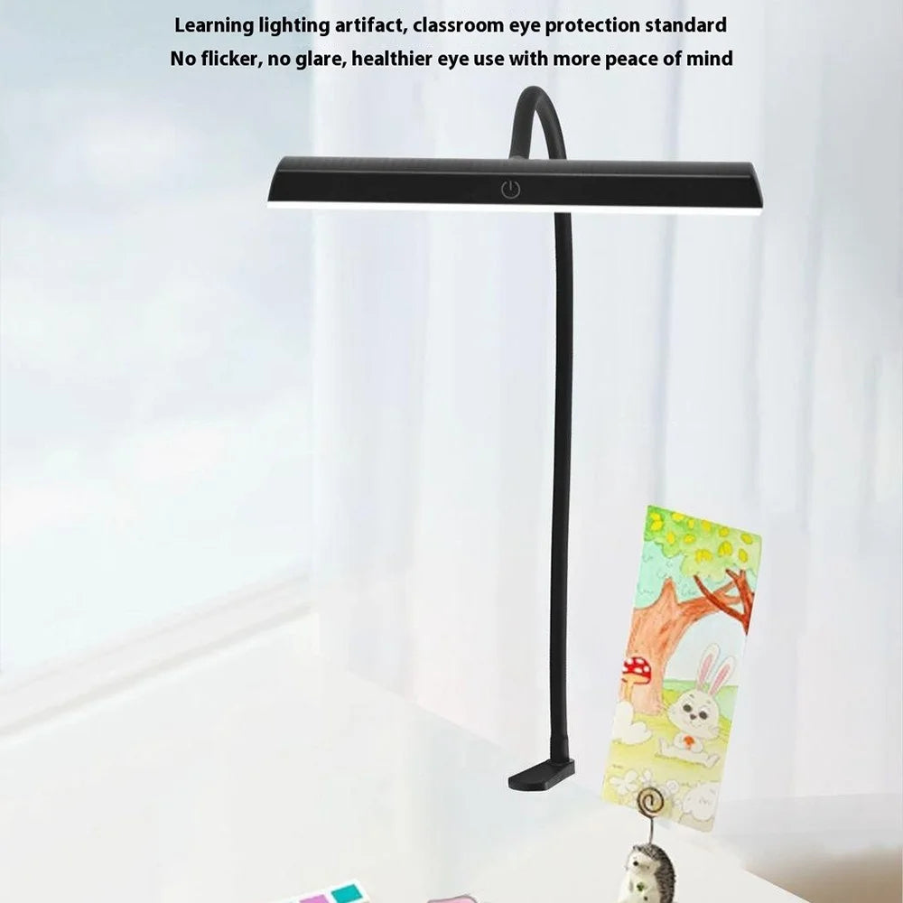 Clip On Desk Lamp Flexible Arm Reading Light Eye Protection Study Lamp 3 Color Temperatures Dimmable Night Light - 2