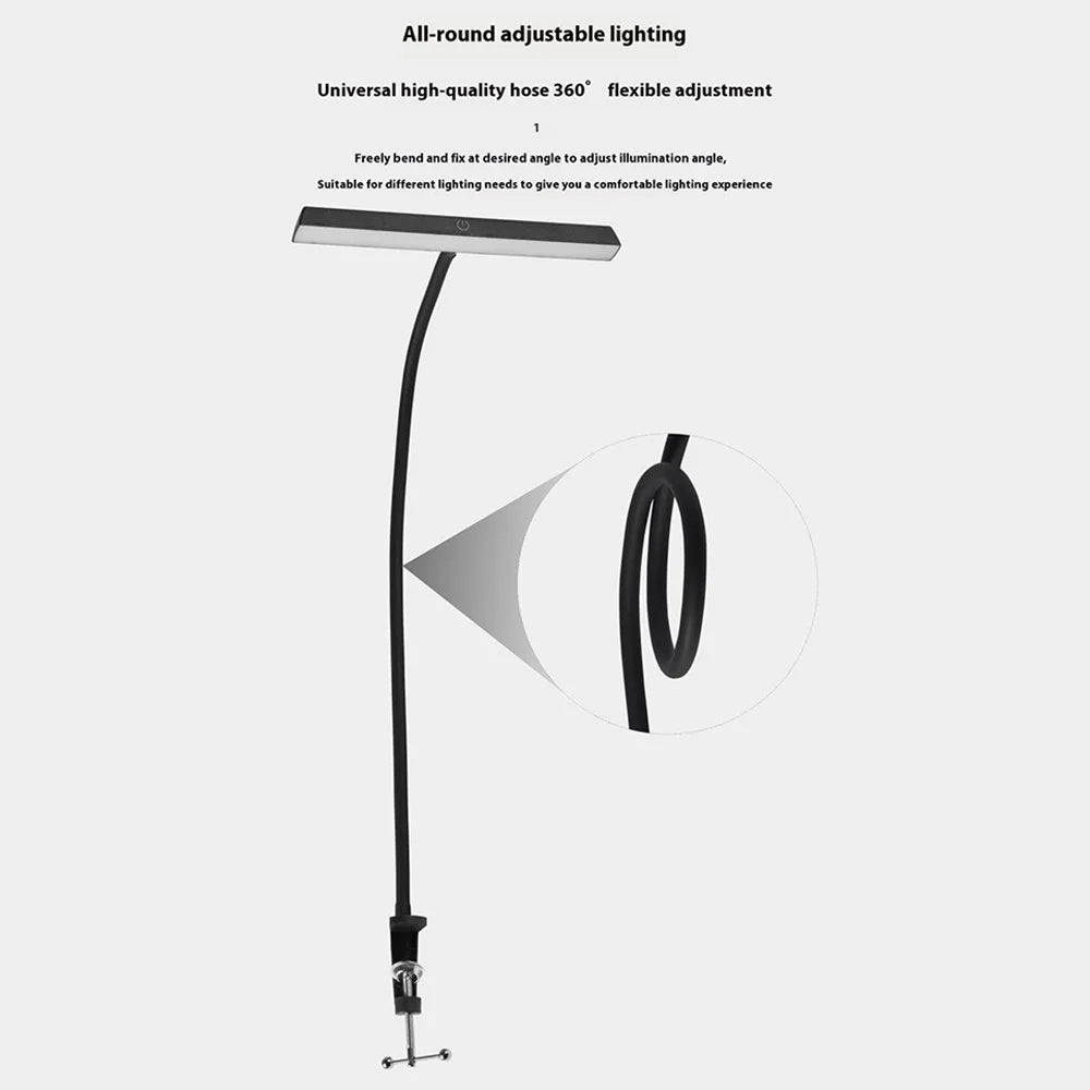Clip On Desk Lamp Flexible Arm Reading Light Eye Protection Study Lamp 3 Color Temperatures Dimmable Night Light - 3