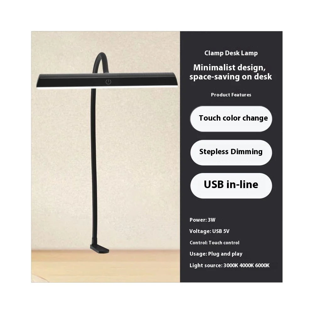 Clip On Desk Lamp Flexible Arm Reading Light Eye Protection Study Lamp 3 Color Temperatures Dimmable Night Light - 5