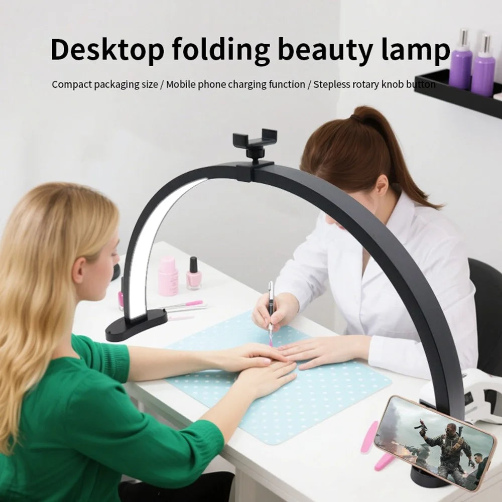 HD-M11X 28 Inch LED Light Eye Care U-Shaped Shadowless Fill Light Semi-Circular Desktop Beauty Lamp for Tattoo / Nail Art - US Plug - 2
