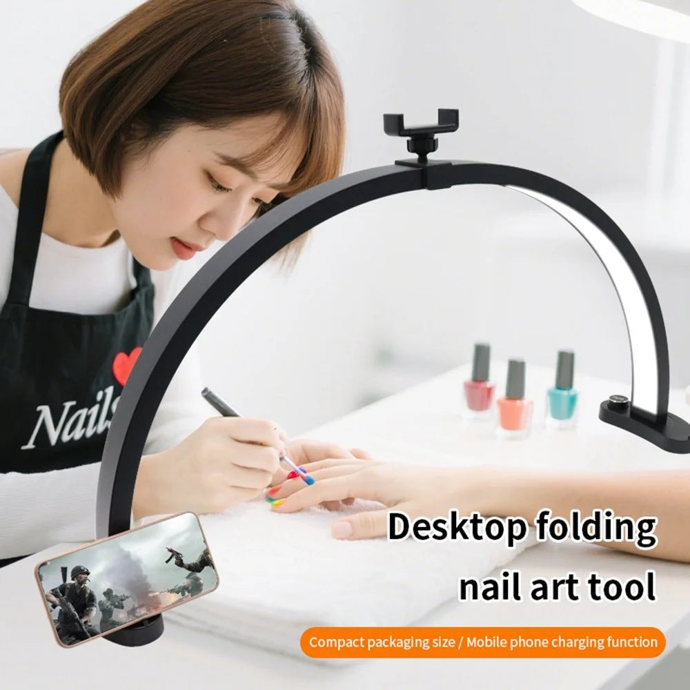 HD-M11X 28 Inch LED Light Eye Care U-Shaped Shadowless Fill Light Semi-Circular Desktop Beauty Lamp for Tattoo / Nail Art - US Plug - 4