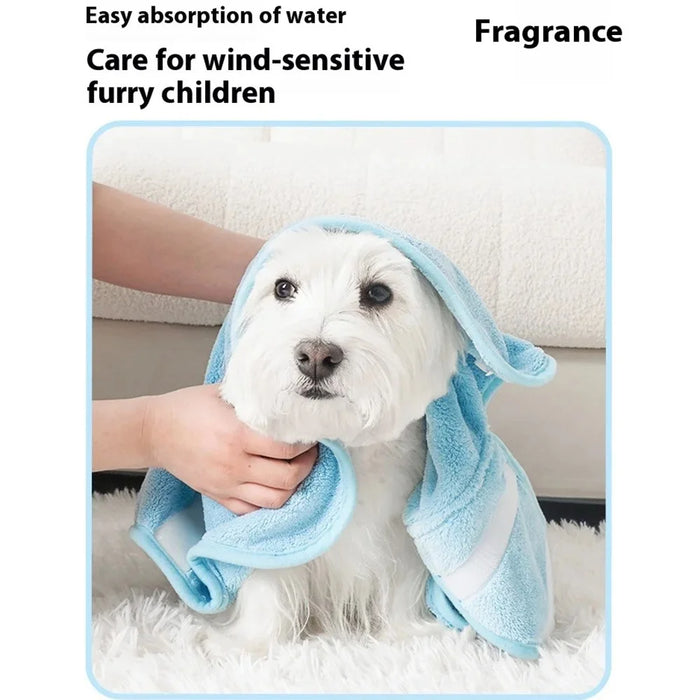 Size XL Quick Dry Wearable Towel for Dogs Cats Gift Absorbent Coral Fleece Hooded Pet Bath Robe, for Pets Under 45kg - Blue - 3