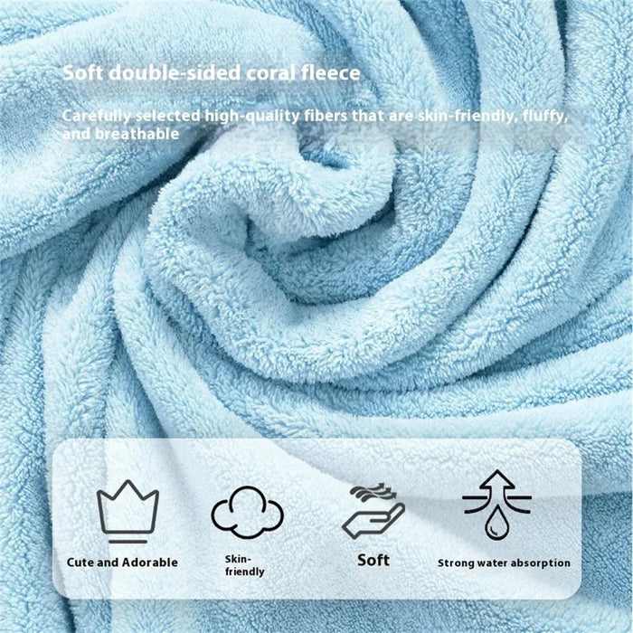 Size XL Quick Dry Wearable Towel for Dogs Cats Gift Absorbent Coral Fleece Hooded Pet Bath Robe, for Pets Under 45kg - Blue - 4