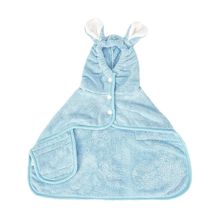Size XL Quick Dry Wearable Towel for Dogs Cats Gift Absorbent Coral Fleece Hooded Pet Bath Robe, for Pets Under 45kg - Blue - 7