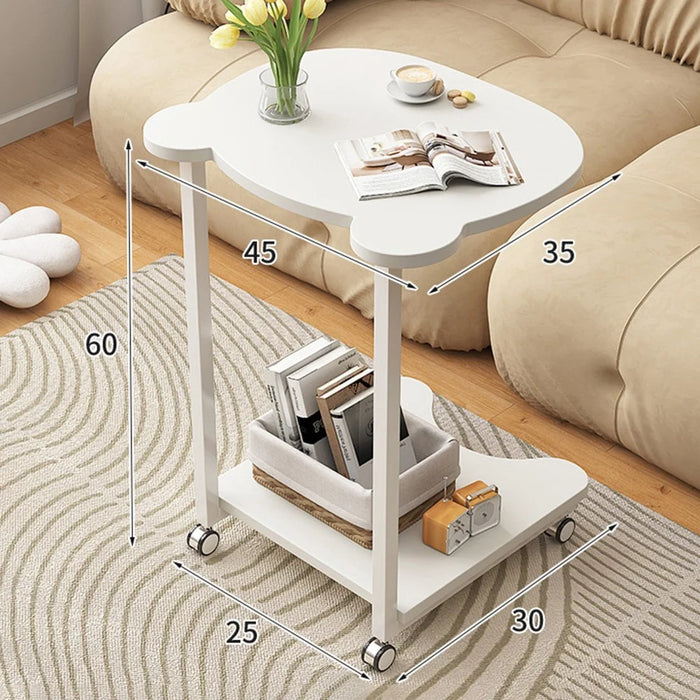 Creative Panda-Shaped Side Table Movable Coffee Table Minimalist Nightstand for Living Room / Bedroom - White - 2