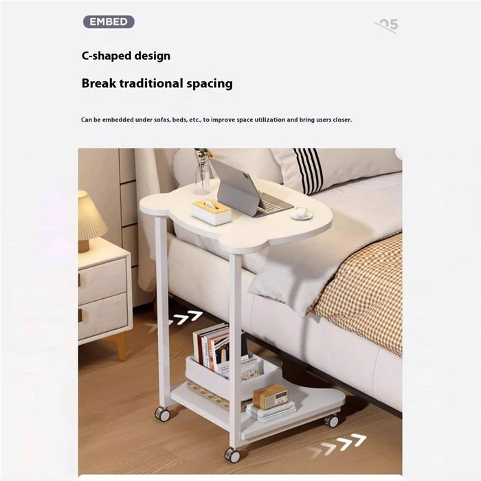 Creative Panda-Shaped Side Table Movable Coffee Table Minimalist Nightstand for Living Room / Bedroom - White - 5