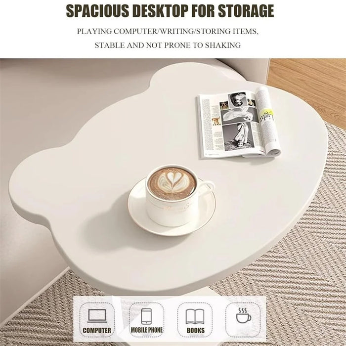 Creative Panda-Shaped Side Table Movable Coffee Table Minimalist Nightstand for Living Room / Bedroom - White - 7