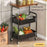 Side Table Storage Cart Living Room Sofa Tea Table Bedroom Kitchen Organizer Rack with Wheels - Black - 5