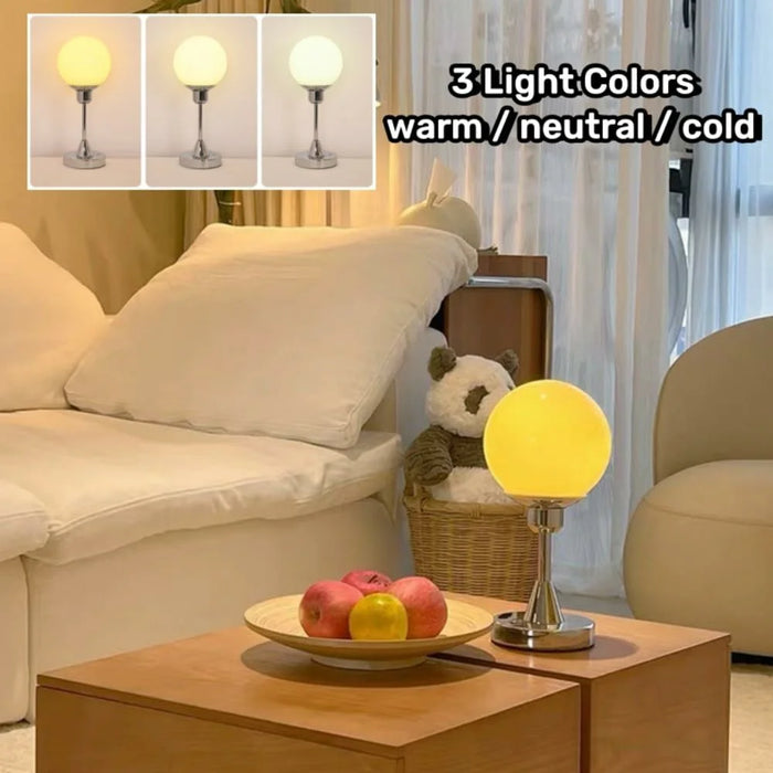 Creative Round Shaped Table Lamp Touch Control 3 Color Modes 4000mAh Rechargeable Light - Beige - 2
