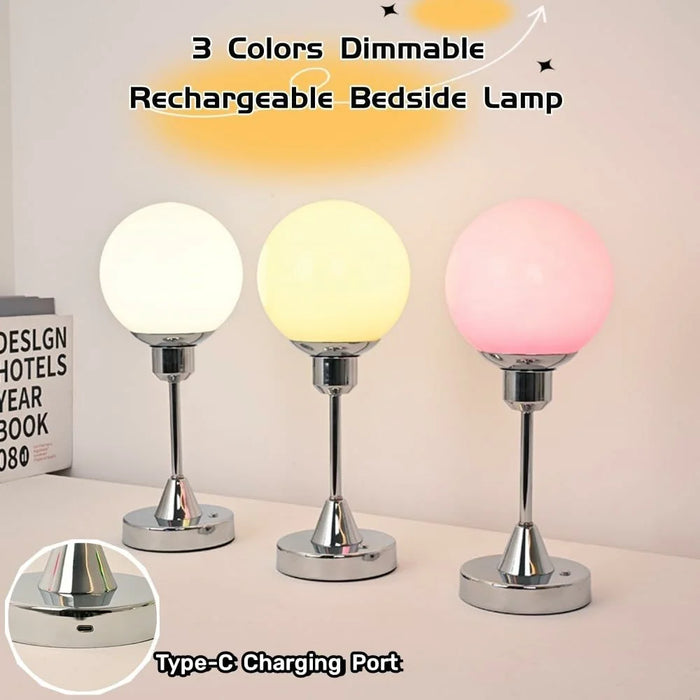 Creative Round Shaped Table Lamp Touch Control 3 Color Modes 4000mAh Rechargeable Light - Beige - 3