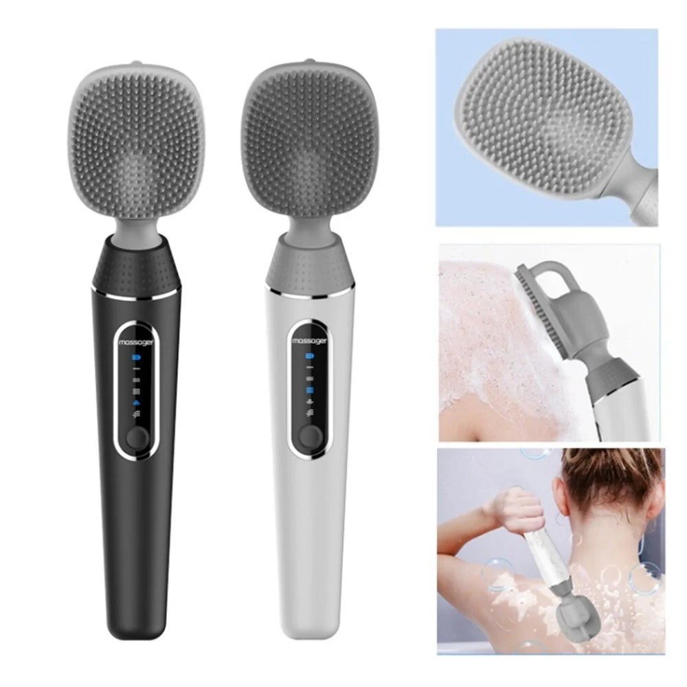 Electric Body Brush 5 Modes IPX6 Waterproof Silicone Shower Brush Body for Cleansing Massaging Exfoliating - Black - 2