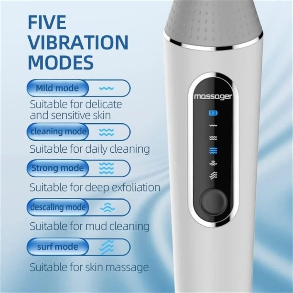 Electric Body Brush 5 Modes IPX6 Waterproof Silicone Shower Brush Body for Cleansing Massaging Exfoliating - Black - 6