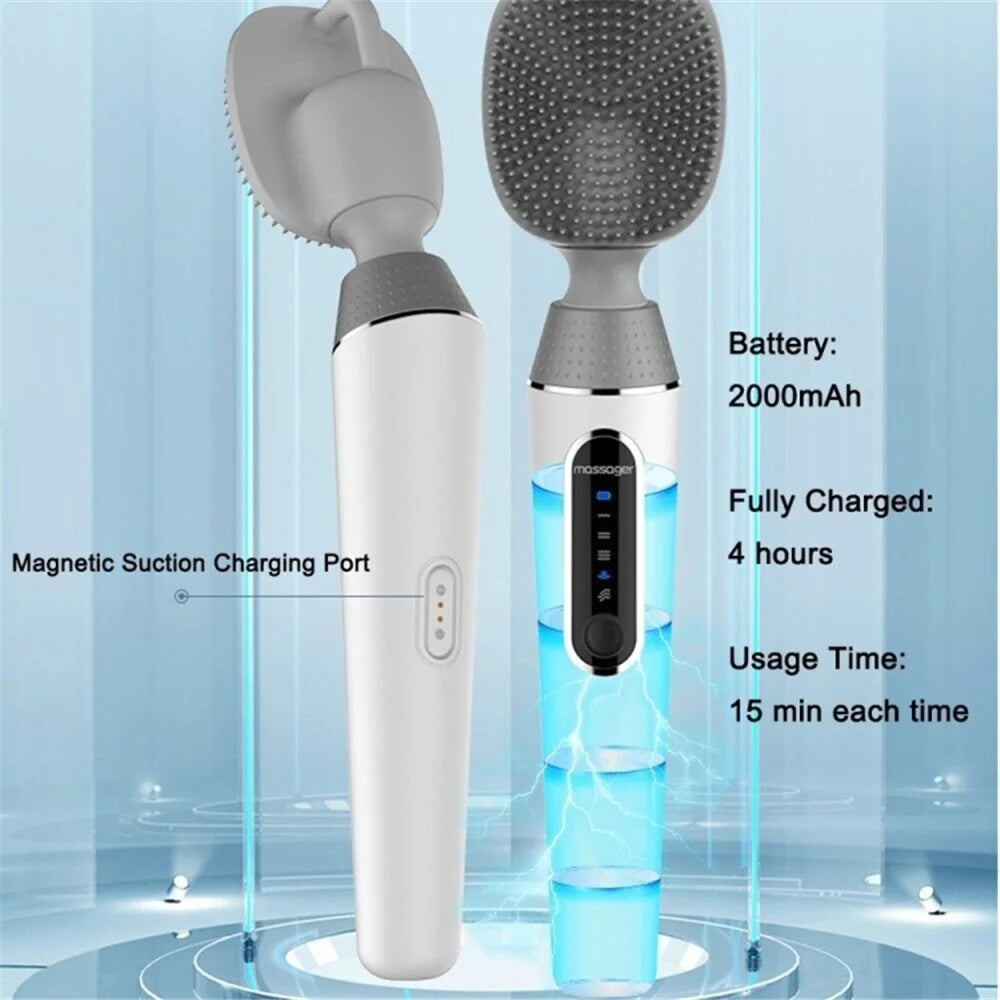 Electric Body Brush 5 Modes IPX6 Waterproof Silicone Shower Brush Body for Cleansing Massaging Exfoliating - Black - 7
