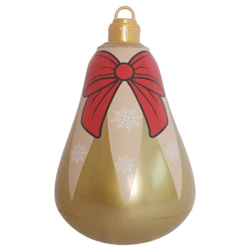 Inflatable Christmas Hanging Ornament Ball Waterproof Foldable PVC Lantern for Outdoor Party Yard Decor - Gold Bell - 1