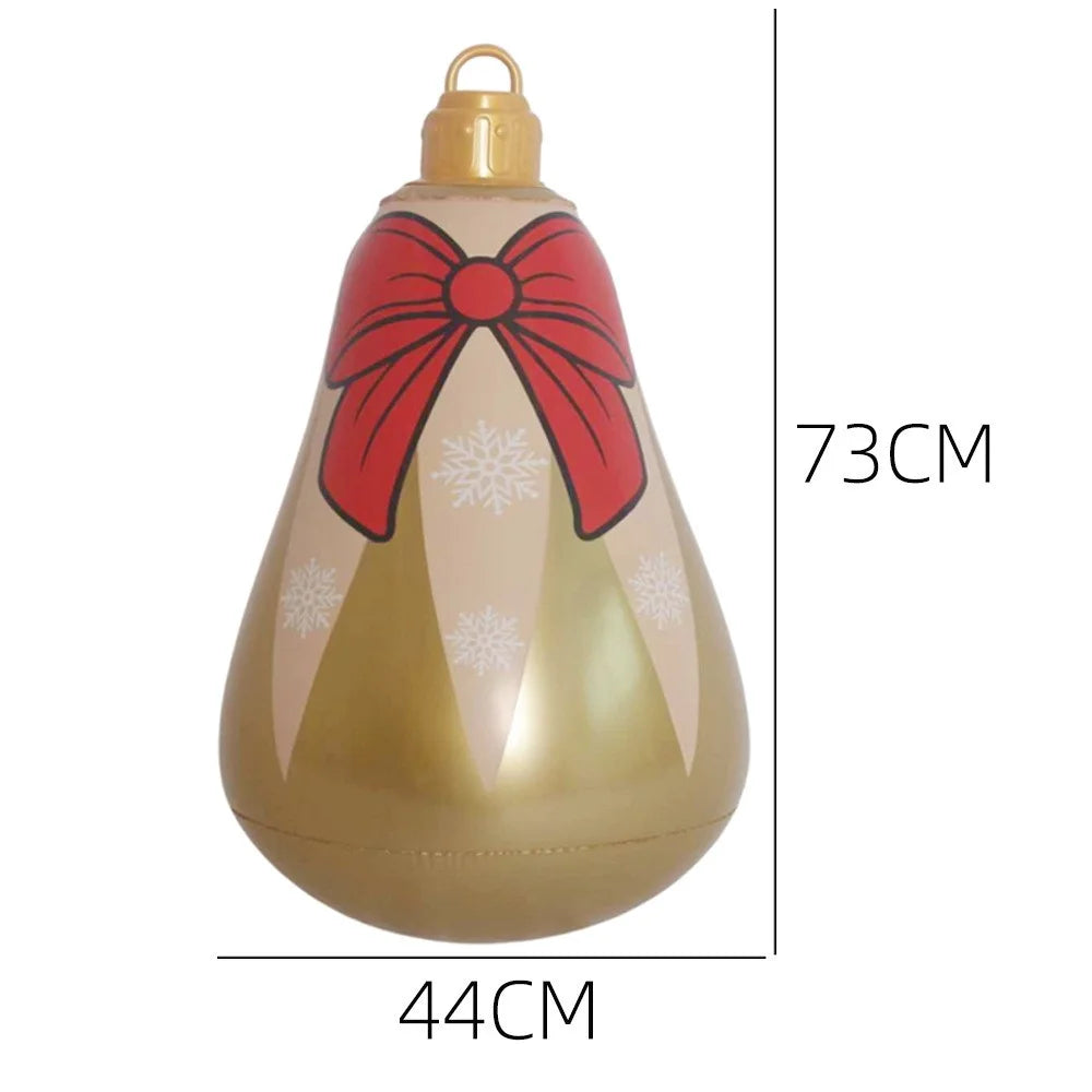 Inflatable Christmas Hanging Ornament Ball Waterproof Foldable PVC Lantern for Outdoor Party Yard Decor - Gold Bell - 2