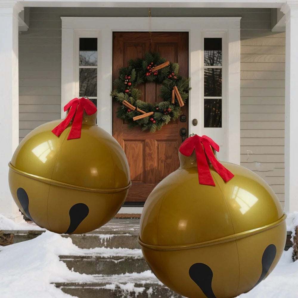 Inflatable Christmas Ball Hanging Ornament for Outdoor Yard Party Xmas Tree Decoration Gift - Bowknot Bell / PVC - 2