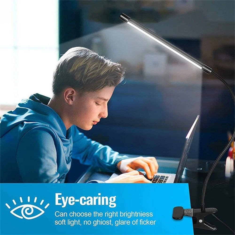 LED Desk Lamp Eye-Care for Students Dorm Bedroom Reading USB Clamp Flexible Gooseneck Night Light 3 Color Modes - 4