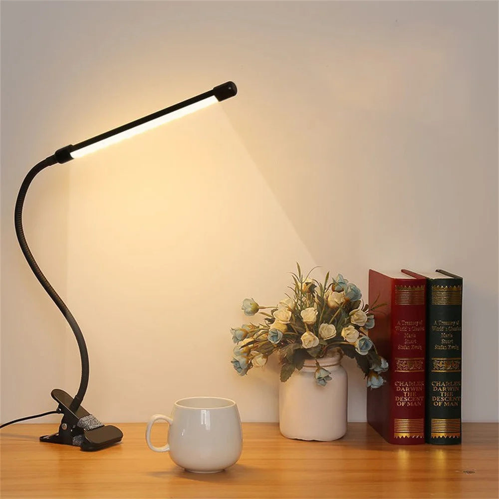 LED Desk Lamp Eye-Care for Students Dorm Bedroom Reading USB Clamp Flexible Gooseneck Night Light 3 Color Modes - 6