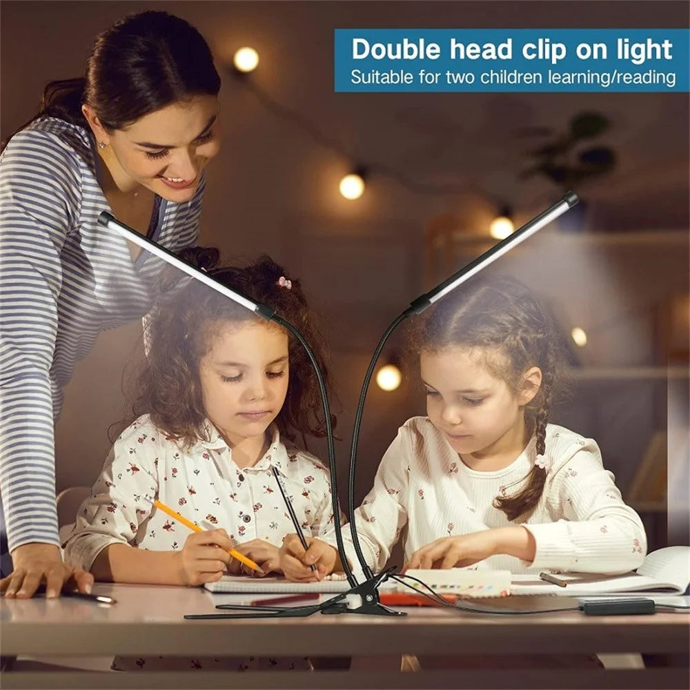 LED Desk Lamp Eye-Care for Students Dorm Bedroom Reading USB Clamp Flexible Gooseneck Night Light 3 Color Modes - 7