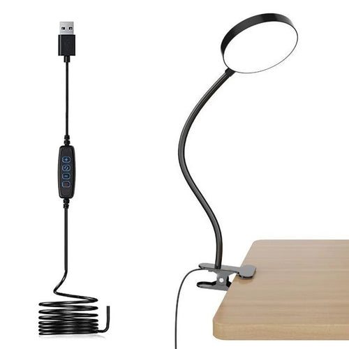 LED Desk Lamp for Students 10 Brightness 3 Color Mode Dimmable Reading Light with Clip - Black - 1