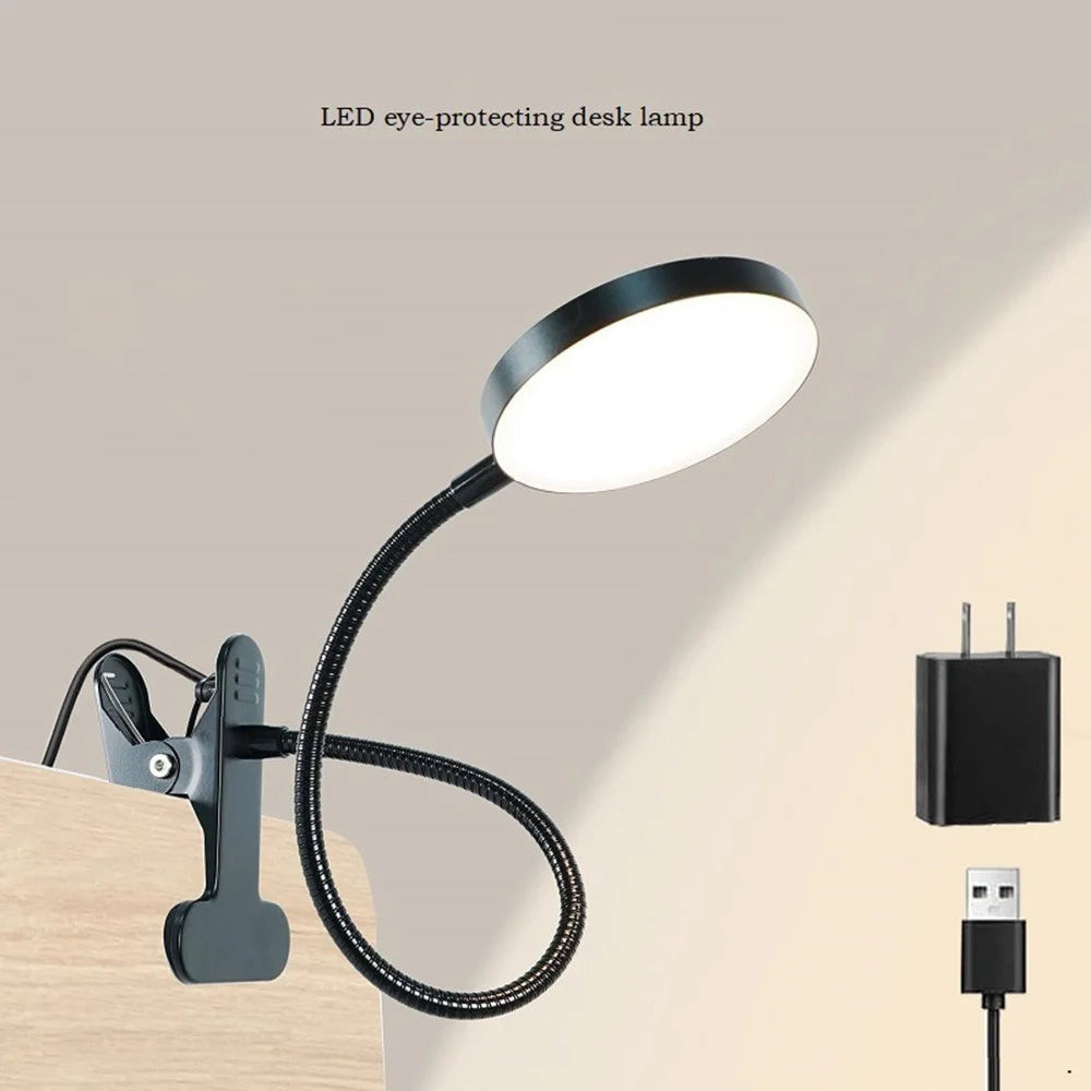 LED Desk Lamp for Students 10 Brightness 3 Color Mode Dimmable Reading Light with Clip - Black - 3