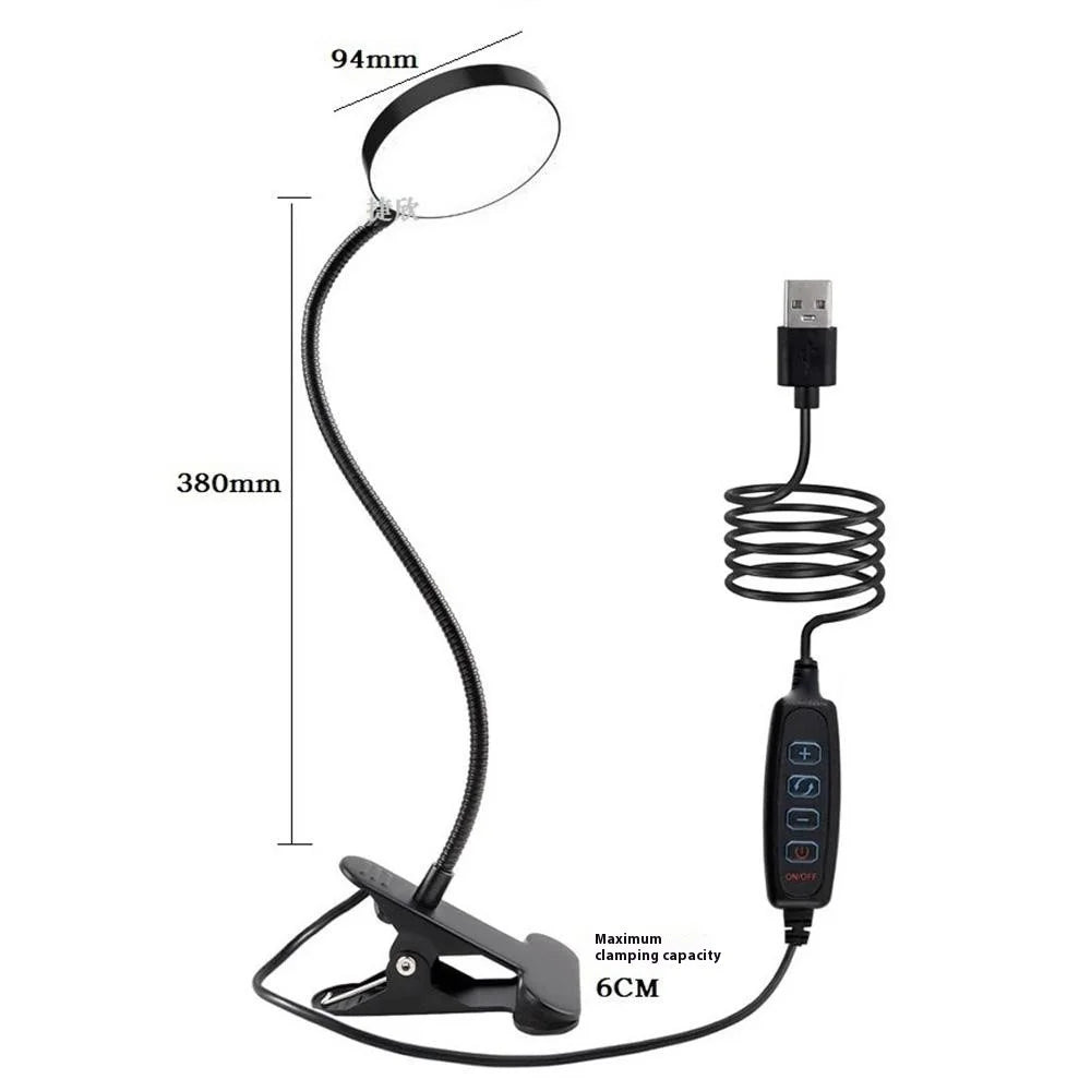 LED Desk Lamp for Students 10 Brightness 3 Color Mode Dimmable Reading Light with Clip - Black - 5