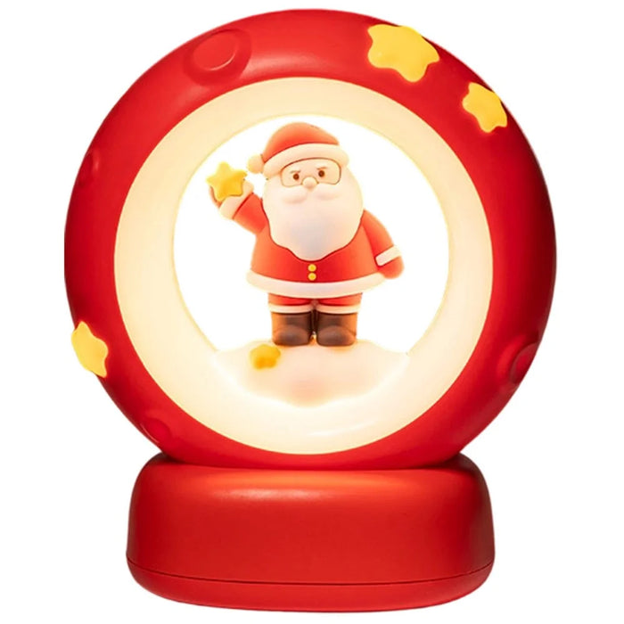 Stars Design Christmas Night Light Adjustable Brightness Touch Control Bedside Lamp Nursery Decor - Red Santa - 1