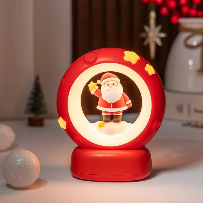 Stars Design Christmas Night Light Adjustable Brightness Touch Control Bedside Lamp Nursery Decor - Red Santa - 2
