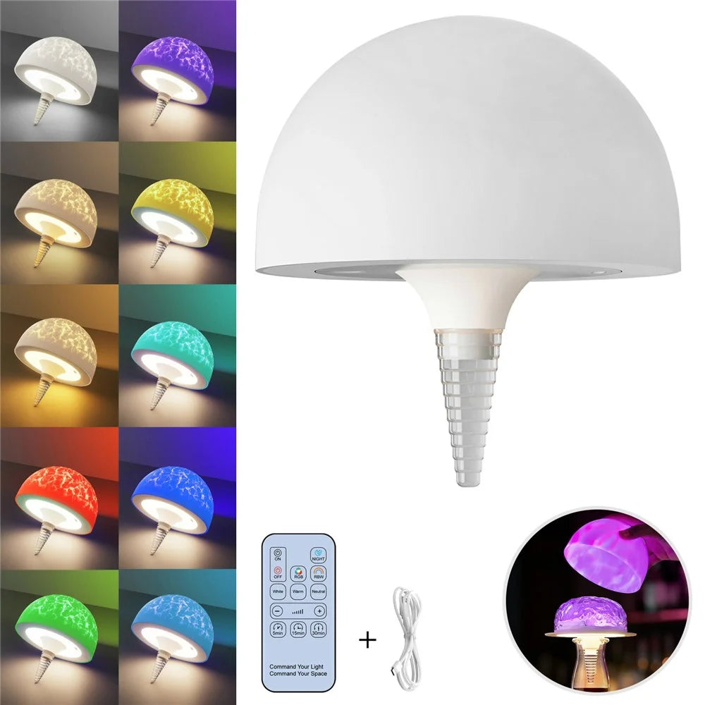 WBL001-W RGB Projection Bedside Table Lamp Remote Control Bottle Light Decorative Ambient Night Light - 1