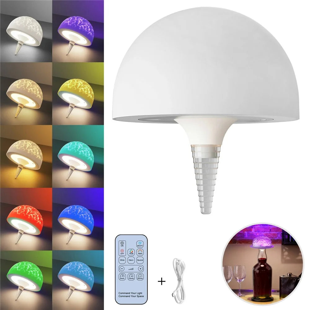 WBL001-W RGB Projection Bedside Table Lamp Remote Control Bottle Light Decorative Ambient Night Light - 2