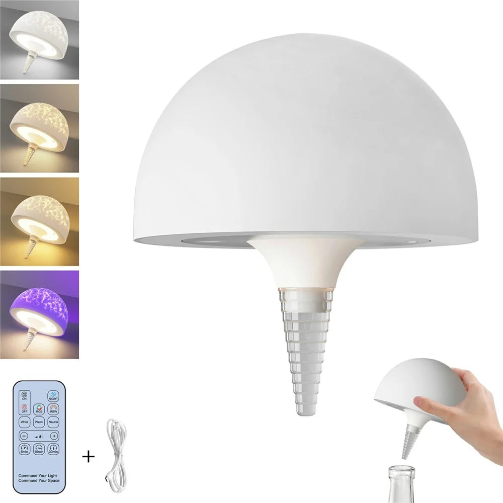 WBL001-W RGB Projection Bedside Table Lamp Remote Control Bottle Light Decorative Ambient Night Light - 3