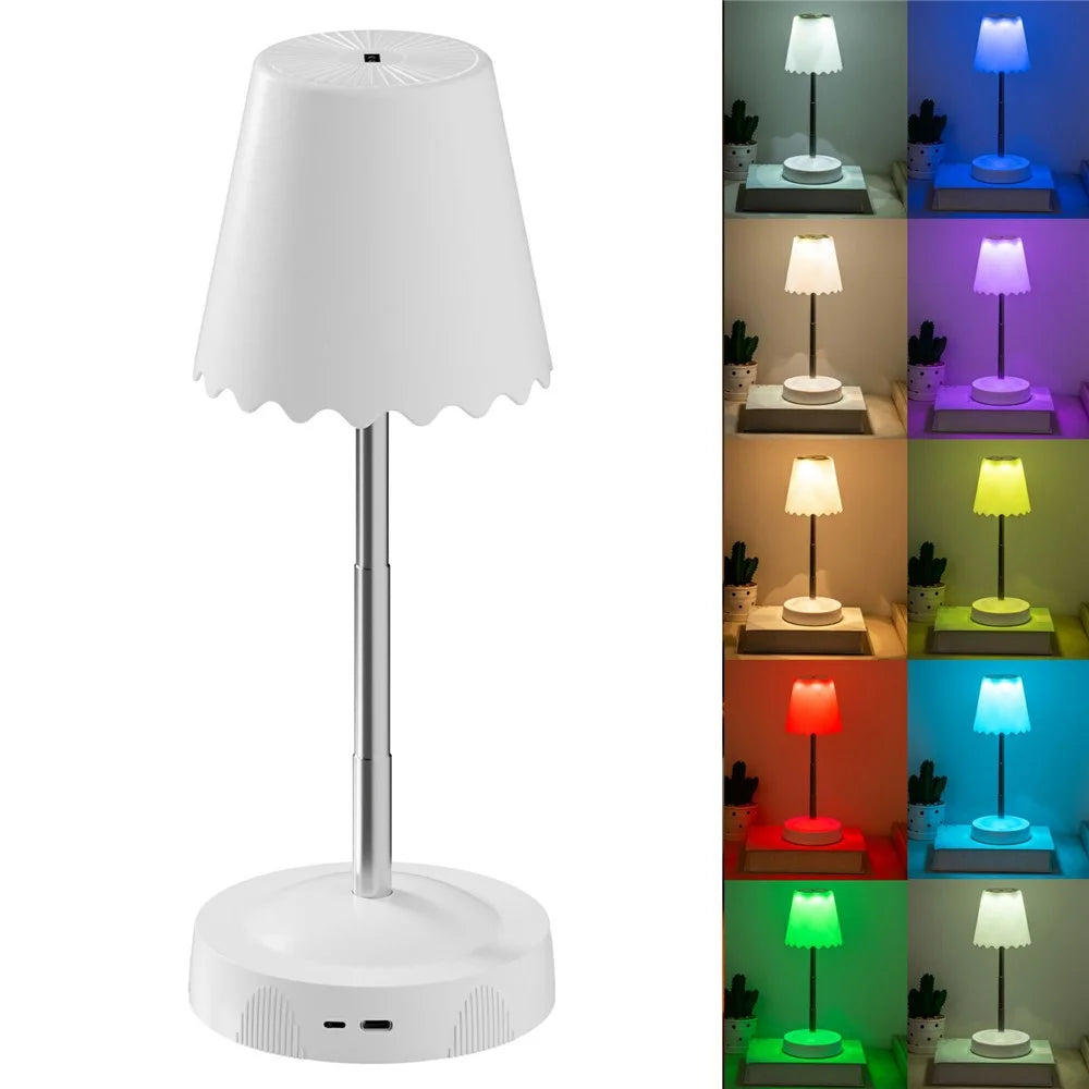 HDT001 USB Rechargeable RGB Desk Lamp Adjustable Height Gesture Sensing Dimmable Bedside Night Light - White - 1