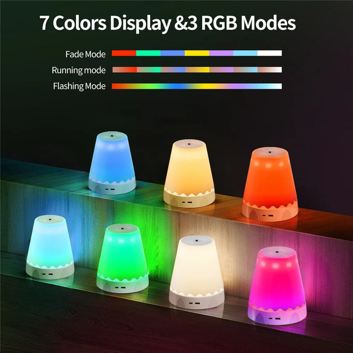 HDT001 USB Rechargeable RGB Desk Lamp Adjustable Height Gesture Sensing Dimmable Bedside Night Light - White - 5