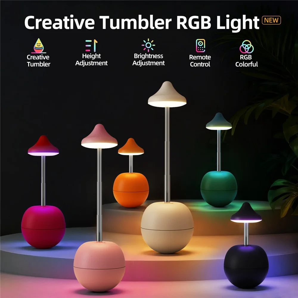 RPT001 Tumbler Design LED Bedside Lamp Adjustable Height Touch Control Table Light with Remote - White - 4