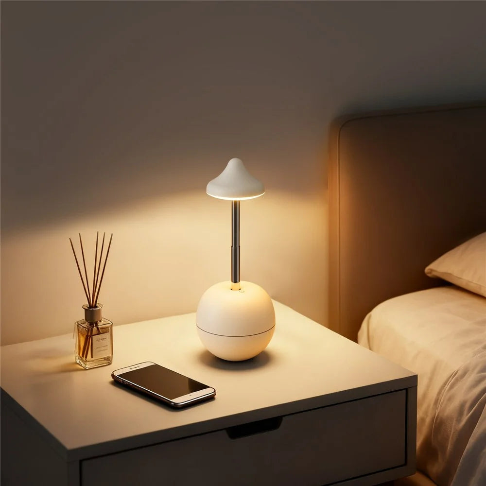 RPT001 Tumbler Design LED Bedside Lamp Adjustable Height Touch Control Table Light with Remote - White - 7